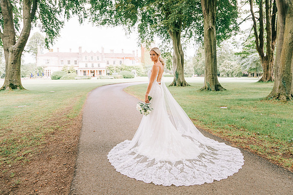 Bridal portrait at Lucknam Park in Wiltshire